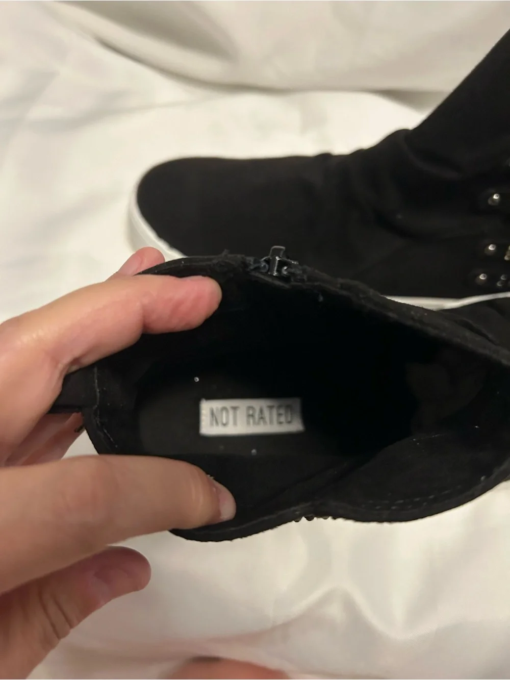 Not Rated Black High-Top Slip-On Sneaker with Studded Straps